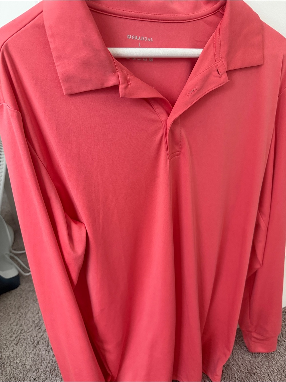 Gradual Men's Long Sleeve Polo in Coral Pink